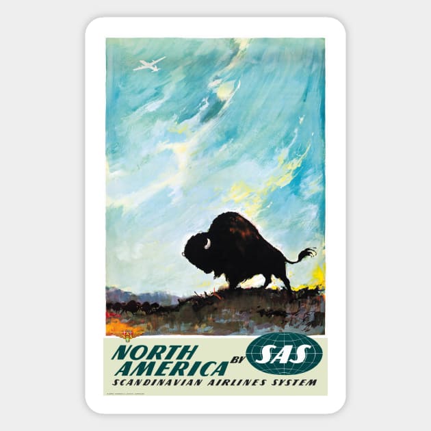 Vintage Travel Poster North America SAS Sticker by vintagetreasure